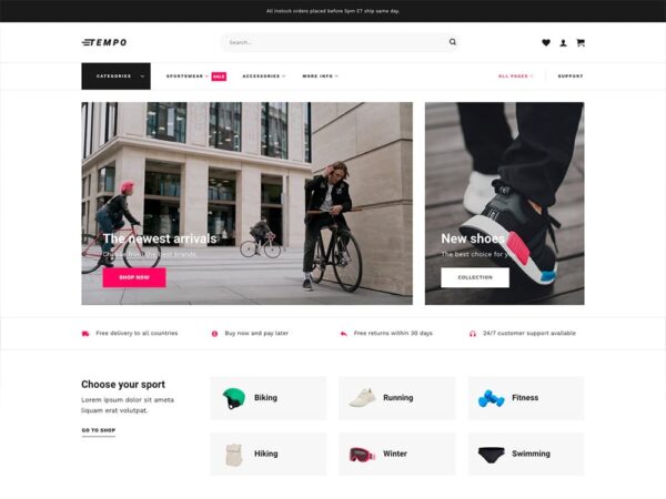 Tempo Multi Layout Flatsome WooCommerce Demo Template • Home Page 1