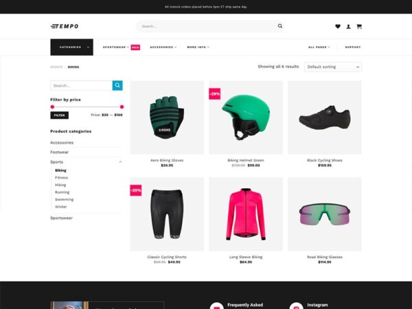 Tempo Multi Layout Flatsome WooCommerce Demo Template • Shop Archive